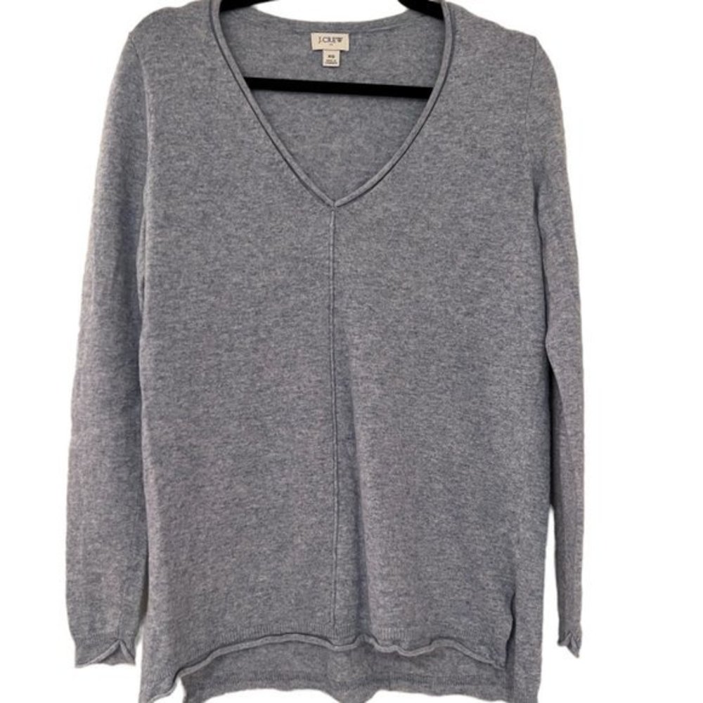 Women's J. Crew V-Neck Rolled Hem Sweater Wool Blend Size XS